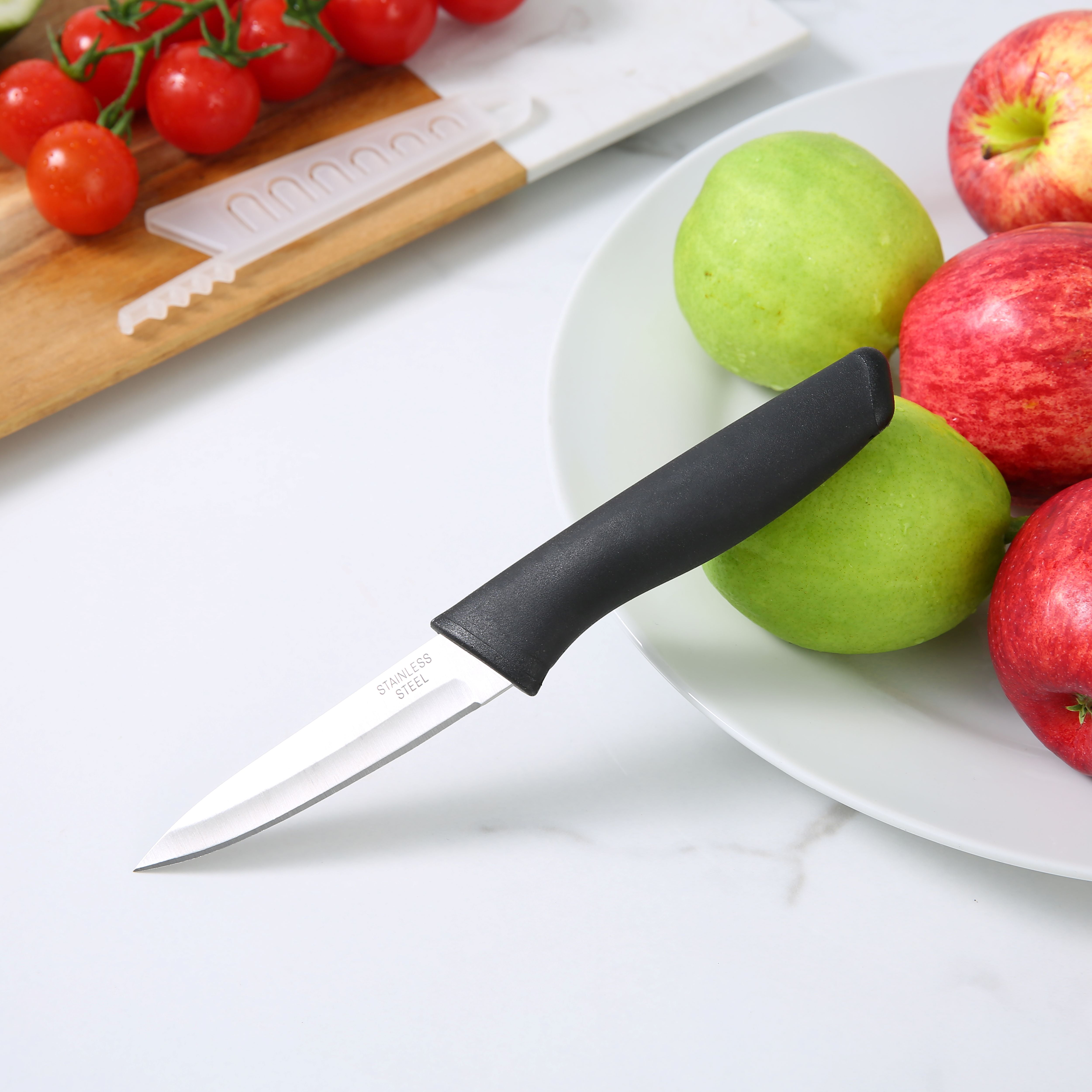 Mainstays 5" Stainless Steel Utility Knife with Soft Grip & Black Handles