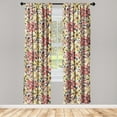 thumbnail image 3 of Ambesonne Floral Curtains, Simplified Flowers Spring, Pair of 28"x95", Mustard and Dark Salmon, 3 of 5
