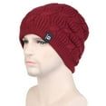 thumbnail image 4 of MANHUJI Beanie Hat Hat Warm Chunky Cable Knit Hats Soft Stretch Thick Cute Knitted Cap For Cold Weather Letter Hats Hunting Gear For Men (Red,One Size), 4 of 5