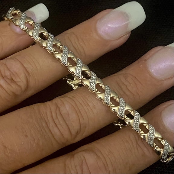 14K Yellow Gold Plated Simulated Diamond 5Ct Round Cut Women's Tennis Bracelet 7 In