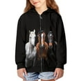 thumbnail image 2 of DISNIMO Black Horse Hoodie Boys Zipper Hoodies Size 6-7 Sweatshirts with Hoodies Sweatshirt Boys Zip Up Hoodie Boy Streetwear Hoodie with Pockets Kids Animal Hoodies for Little Boys Fall Clothes, 2 of 7