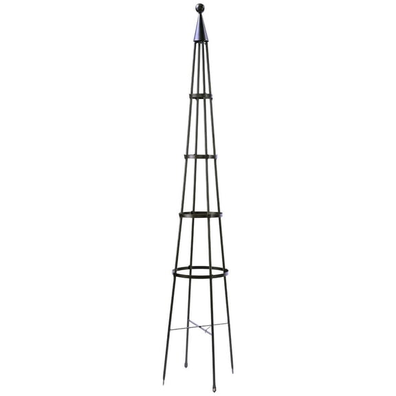 OBL-02, 85-in Wrought Iron Garden Obelisk Trellis, H, Graphite