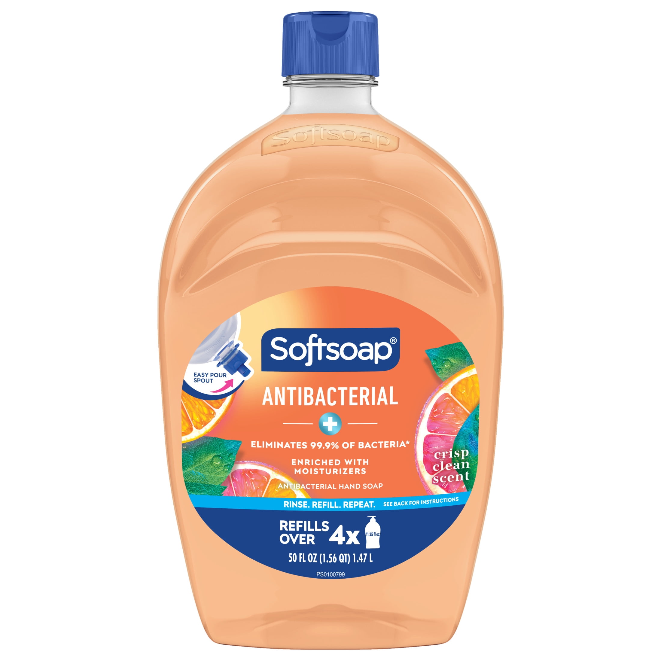 (3 pack) Softsoap Crisp Clean Antibacterial Liquid Hand Soap with New Easy Pour Spout, 50 fl oz Refill Bottle