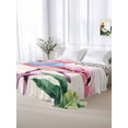 thumbnail image 5 of Summer Pink Flamingo King Size Flat Sheet, Wrinkleproof & Fadeproof Cooling Flat Bed Sheet Only, Beach Tropical Palm Leaves Breathable Soft Bedding Top Sheets 105 x 98 Inches, 5 of 8
