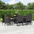 thumbnail image 1 of vidaXL 7 Piece Garden Dining Set with Cushions Black, 1 of 5