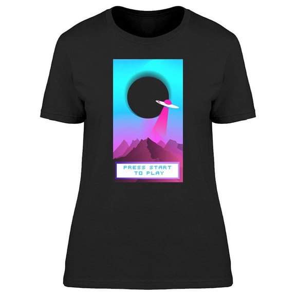 Vaporwave Press Start To Play T-Shirt Women -Image by Shutterstock, Female Small