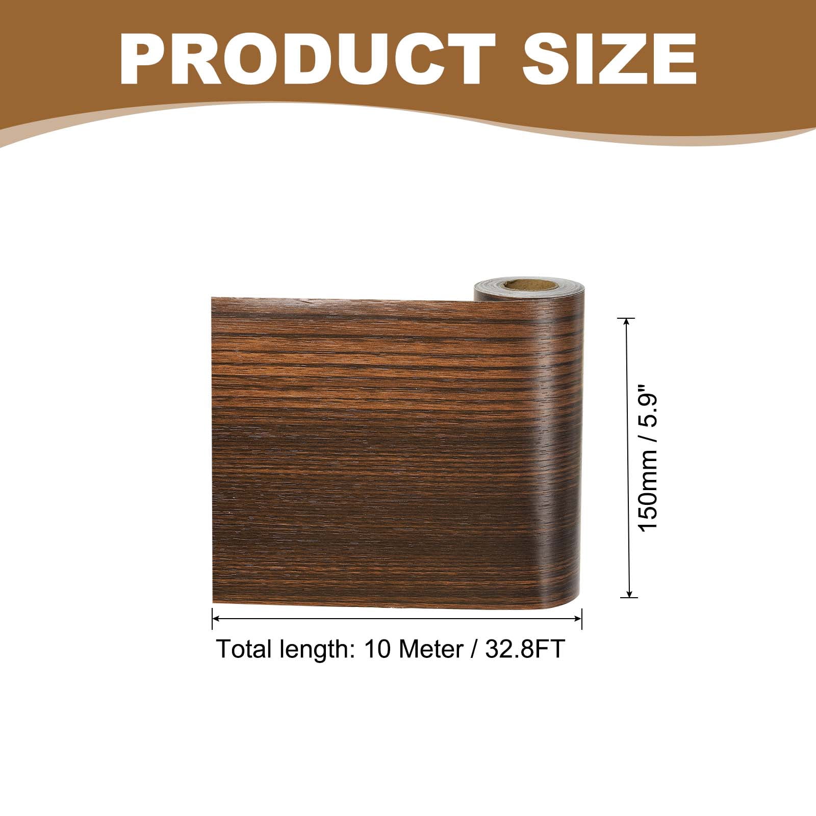 6 Inch x 66ft Wood Grain Repair Tape, Self Adhesive Realistic Textured Repair Tape Patch for Floor Door Table Cabinets Desk, Brown Wood