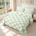 thumbnail image 3 of Manfei Modern Checkered Bed Spread Queen,Geometric Plaid Art Queen Coverlet Set,Green,3 Pieces,1 Quilt and 2 Pillowcases, 3 of 7