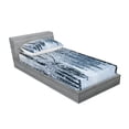 thumbnail image 2 of Winter Fitted Sheet & Pillow Sham Set, Snow Covered Forest Idyllic Early Morning Scenery Seasonal Xmas Nature, Decorative 4 Piece Bedding Decor Set, Twinxl, Black White Slate Blue, by Ambesonne, 2 of 3