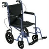 Drive Medical Expedition Aluminum Transport Wheelchair with Hand Brakes Aluminum,Blue