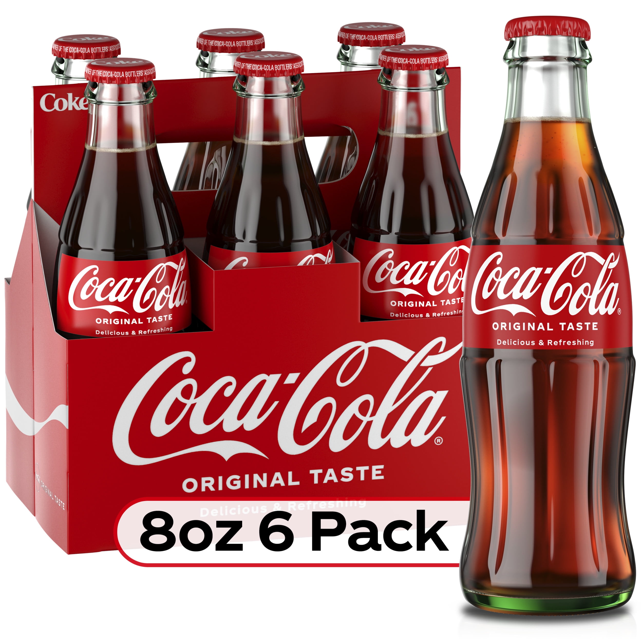 Lige Rundt om kim Coca-Cola Glass Bottles, 8 fl oz, 6 Pack - Walmart.com