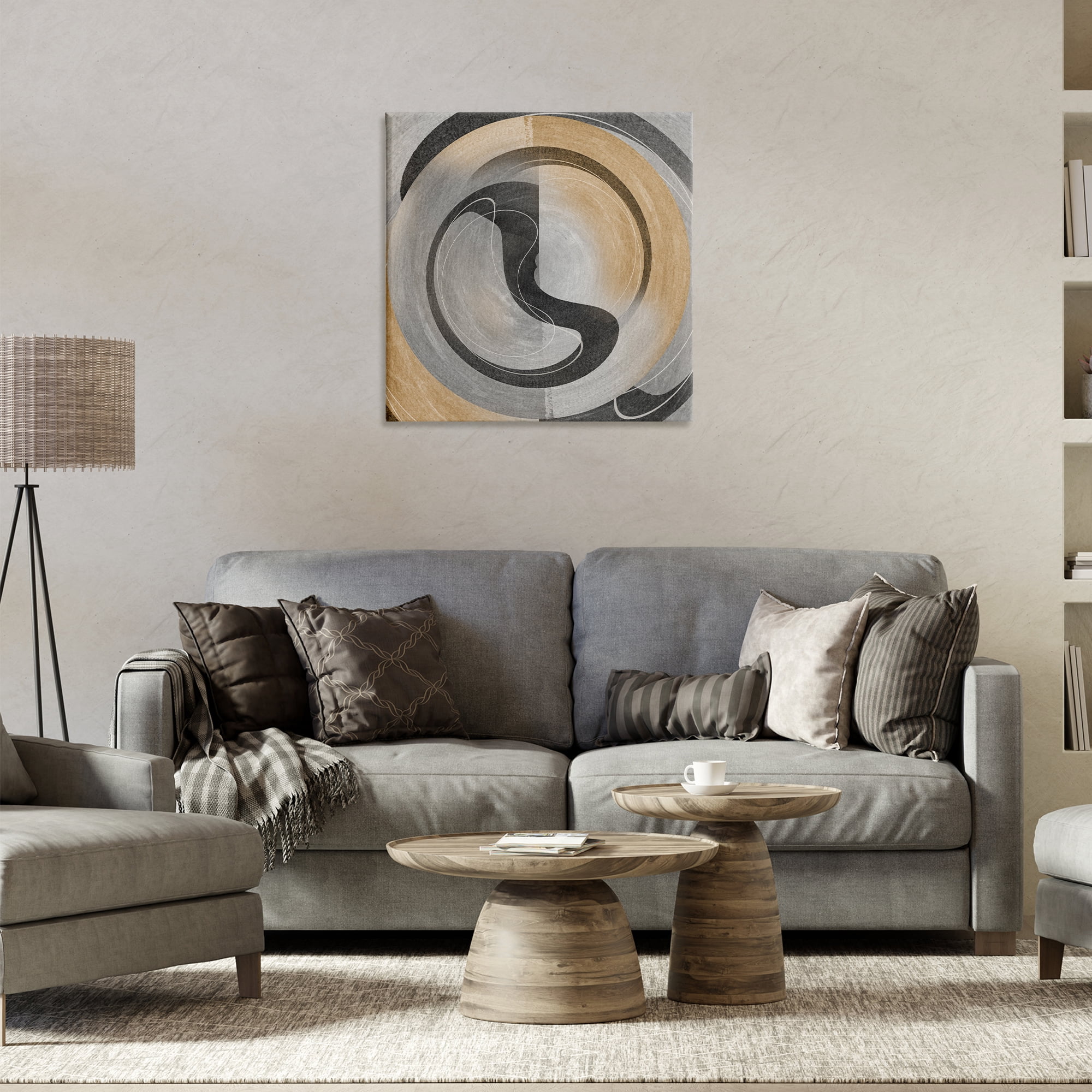 Stupell Industries Centric Circular Swoop Abstract Painting Wrapped Canvas Art Print Wall Art, 24 x 24