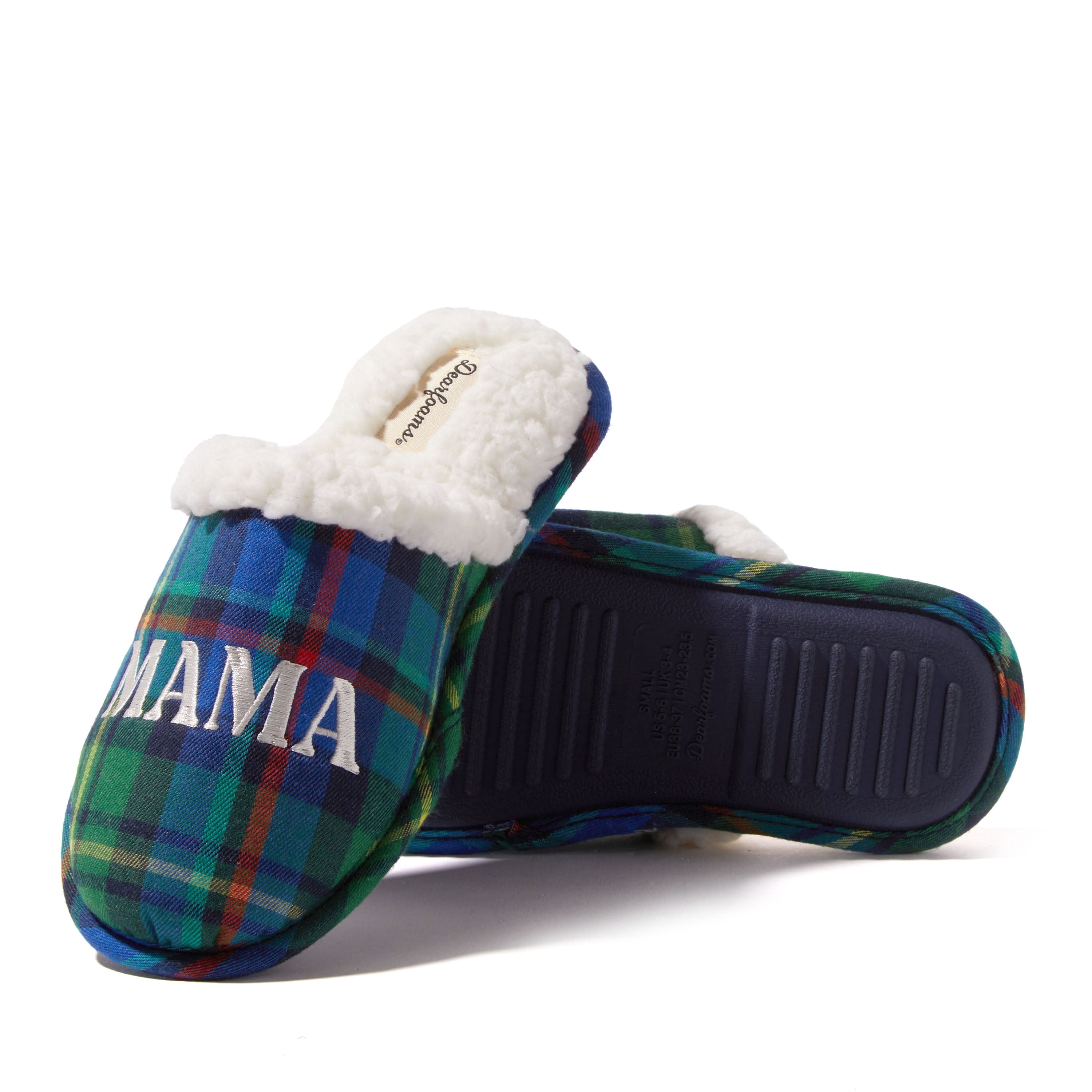 Dearfoams Women’s Plaid Scuff Slipper – Cozy Mama Bear Style