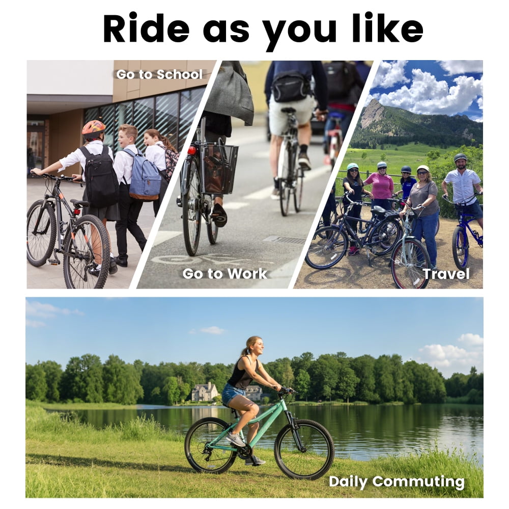 HoeTriumphs A26208D Mountain Bike 24/26 Inch, High-Density Carbon Steel Frame, 21 Speed, Front Suspension, Dual V-Brakes, 80% Pre-Assembled for Men Women Teens