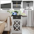 thumbnail image 4 of End Table with Charging Station, 15.4'' Rustic Nightstand with Barn Door & Adjustable Shelf, Wooden Sofa Side Table with 3-Tier Storage for Living Room, Bedroom, White, 4 of 7