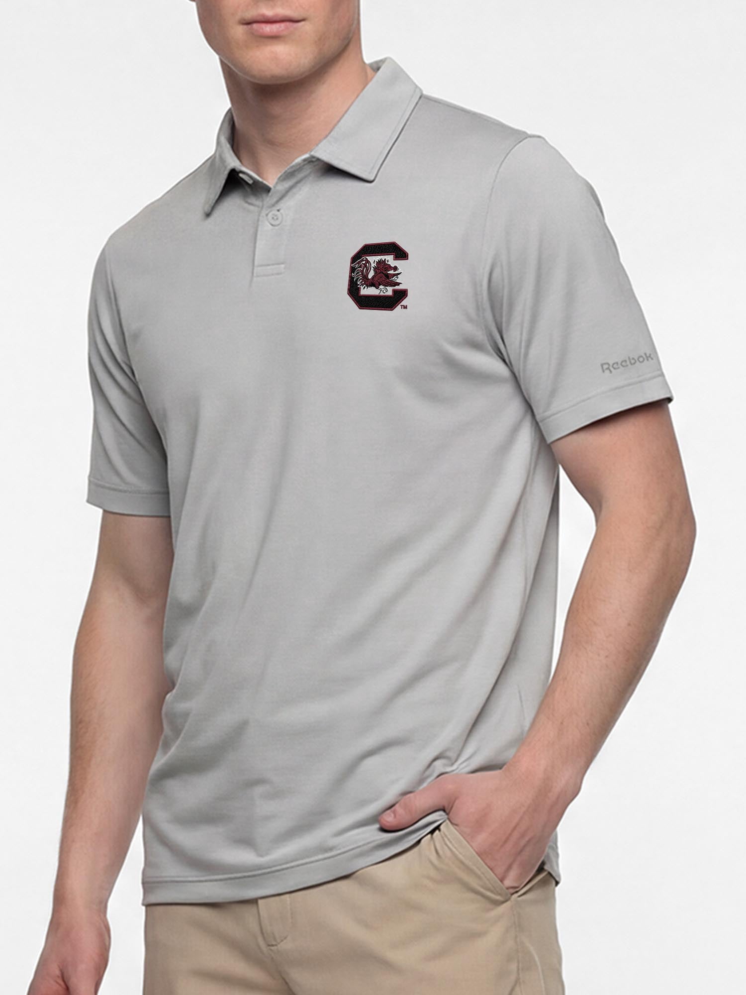 South Carolina Gamecocks Reebok Mens Gray Short Sleeve Polo Shirt