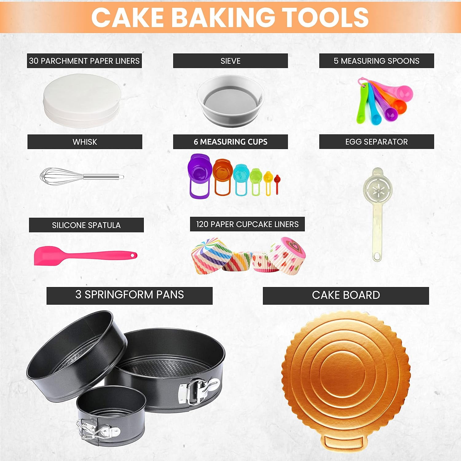 RFAQK 360 Pcs Cake Decorating Supplies-Cake Decorating Kit with 3 Springform Cake Pans Set, Cake Rotating Turntable, Cake Decorating Tools with Baking Set-Cake Baking Supplies for Beginners and Lovers
