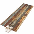 thumbnail image 2 of 2'x6' Rug Runners for Hallways Kitchen, Brown Gray Non Slip Entryway Beside Floor Carpet Runner, Farmhouse Abstract Gradient Wooden Grain Washable Laundry Room Bedroom Throw Rugs Mat for Family Pet, 2 of 8