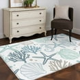 thumbnail image 3 of Blue Green Coastal 2.7x5 Area Rugs, Summer Beach Coral Shell Ocean Non-Skid Rubber Backing Large Rectangle Rugs - Living Room Bedroom Home Office, Indoor Floor Mat Carpets Washable Rug, 3 of 9