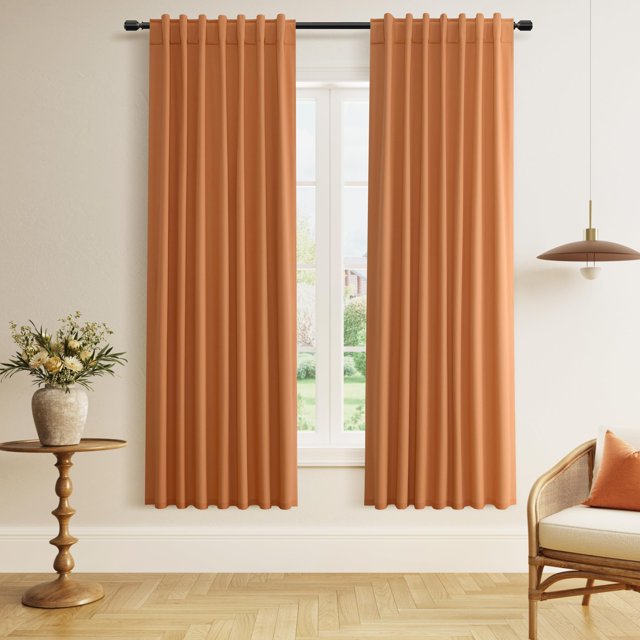 Juego de cortinas opacas Guken, color naranja, 183 cm de longitud, 2 paneles