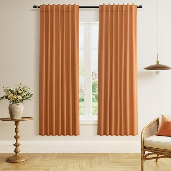 Juego de cortinas opacas Guken, color naranja, 183 cm de longitud, 2 paneles