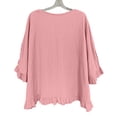 thumbnail image 5 of hlysgo Women's Batwing Sleeve Tunic Tops V Neck Double Ruffle Trim Boho Blouse Casual Loungewear Home Vacation Shirts Pink,S, 5 of 5
