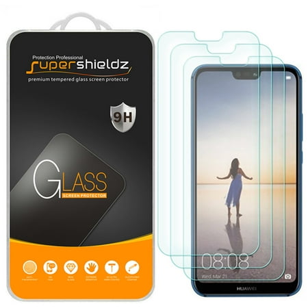 [3-Pack] Supershieldz for Huawei "P20 Lite" Tempered Glass Screen Protector, Anti-Scratch, Anti-Fingerprint, Bubble Free