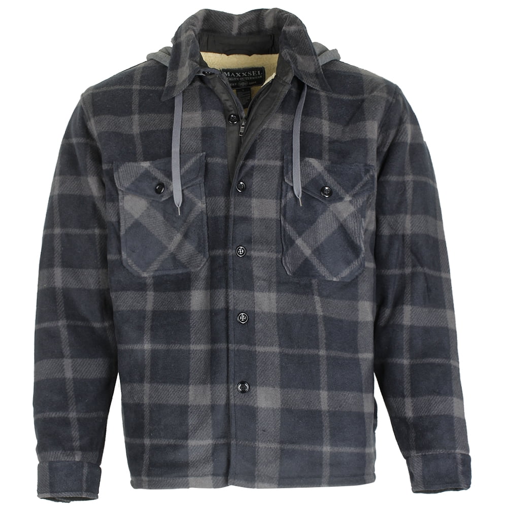Maxxsel Men's Sherpa Lined Plaid Polar 