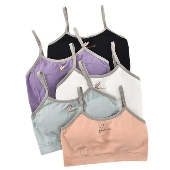 Uccdo 5-Pack Girls Padded Training Bra Teens Big Girls Wireless Sports Bras Cami Crop Bralette Vests