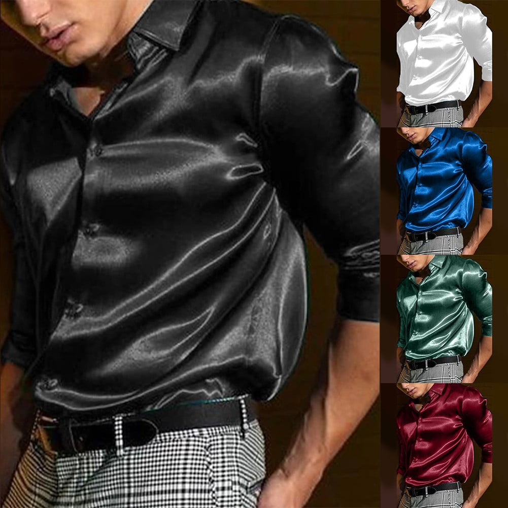 black satin button down blouse
