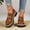 #355-Brown, variant on Wowcloth Women's Fashion Casual Mid Heel Leather Shoes – Round Toe with Metal Chain Decor Low-Cut Platform Design British Style Classic Solid Color Footwear