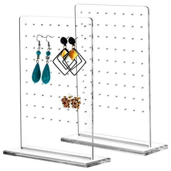 2Pcs 72 Holes Earring Holders, Clear Acrylic Ear Studs Display Stands, Vertical Earrings Organizers, Earrings Display Racks, Jewelry Showcase Racks for Girls