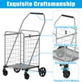 thumbnail image 2 of Hand Trucks Shopping Cart with Shelf,Grocery Cart on Wheels, Foldable Utility Shopping Carts with Double Basket and 360° Rolling Swivel Wheels for Groceries Laundry,Grey,Platform Dollies, 2 of 11