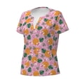 thumbnail image 3 of Wukai Fruit Casual V-Neck Graphic Tees for Women: Lightweight and Breathable Summer Tops with Stylish Design-Small, 3 of 8