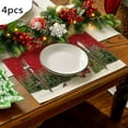 4PCS Christmas Placemat Cotton Linen Tablecloth Thermal Mat Kitchen