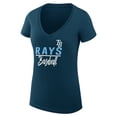 thumbnail image 2 of Women's G-III 4Her by Carl Banks  Navy Tampa Bay Rays Team Graphic V-Neck Fitted T-Shirt, 2 of 3