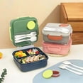 thumbnail image 5 of Large Capacity Three Compartment Lunch Box with Tableware, Portable Sealed Meal Container for Workers, Microwave Safe And Leak-Proof Bento Box for Office And Travel, 1 Lunch Box, 5 of 7