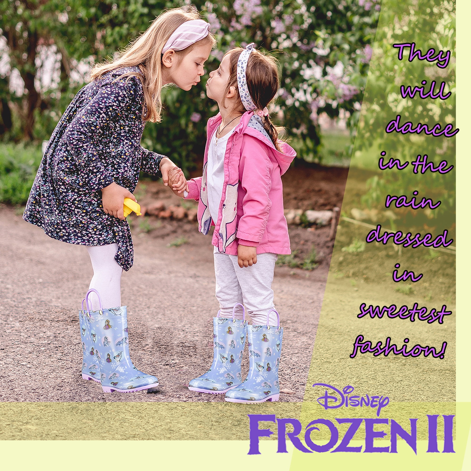 Disney Girl's Shoes Waterproof Rain Boots Mid Calf, Round Toe Purple, 6