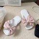 thumbnail image 5 of Zapatillas con lazo de verano para mujer, zapatillas planas con punta abierta de PVC, cómodas y gruesas, color blanco, talla 36 o 37, 5 of 8