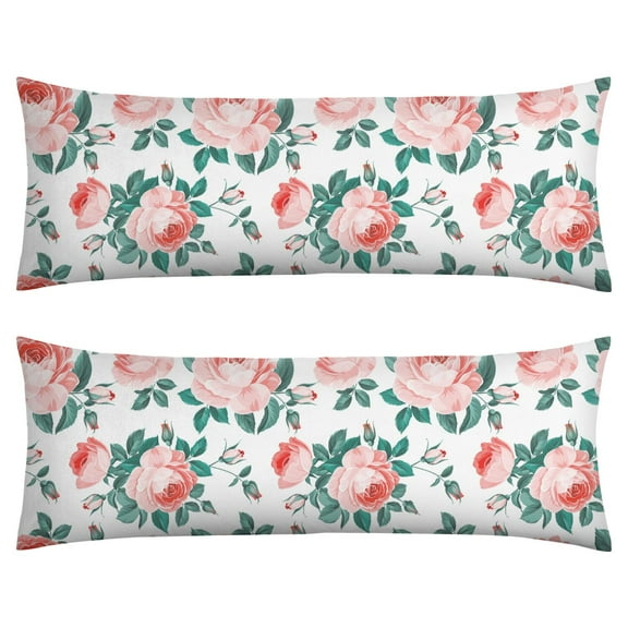 Floral Body Pillow Cover – Soft & Breathable, Hidden Zipper, 20"x54", Vintage Wildflower & Botanical Print with Butterflies & Bees – Gift for Side Sleepers, Pregnancy, Farmhouse Decor