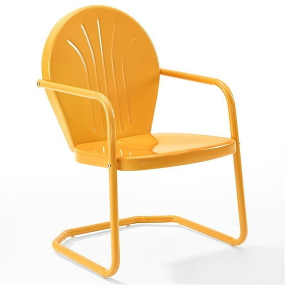 Pemberley Row Steel Tangerine Patio Chair Round Weatherproof 33.25"H x 22"W x 28.2"D Unassembled