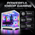 thumbnail image 5 of Gaming PC Desktop - Ryzen 5 5500, 16GB DDR4, RX580 8GB GDDR5,1TB SSD,WIFI6 BT5.4, Win11, RGB KB &Mouse, 8ARGB Fans,650W,Entry-Level 1080p Gaming Tower, 5 of 9