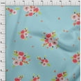 thumbnail image 3 of oneOone Organic Cotton Poplin Twill Fabric Leaves & Peach Floral Watercolor Printed Craft Fabric BTY 42 Inch Wide, 3 of 4