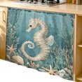 thumbnail image 2 of Coastal Seahorse Blue Green Cabinet Curtain 35"Wx35"L,Dustproof Under Sink Skirt W/ Self Adhesive Tape,Summer Ocean Starfish Coral Cabinet Curtain Cover for Kitchen Sink,Bathroom Vanity,Laundry Room, 2 of 9