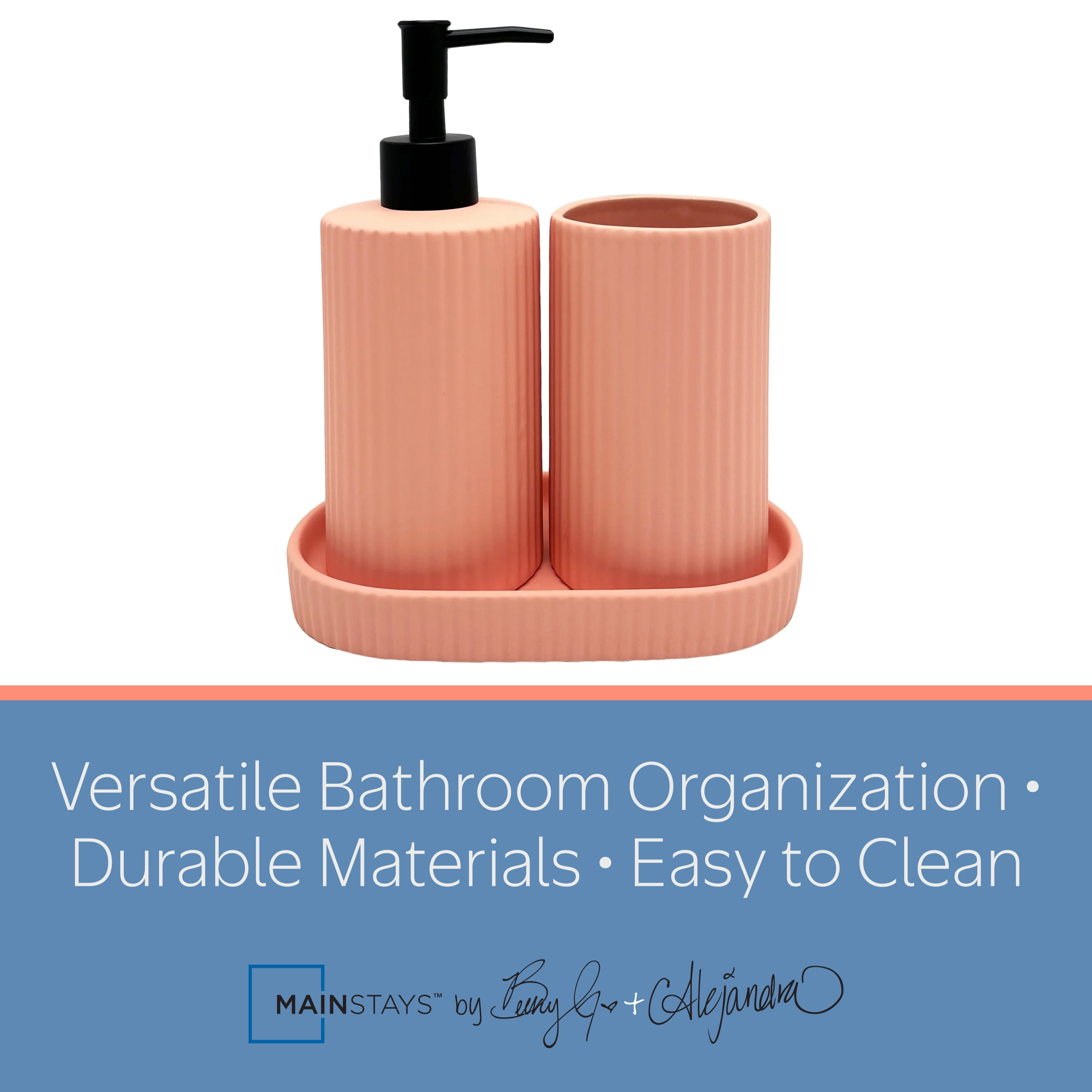 Mainstays By Becky G. & Alejandra 3-Piece Bath Accessory Set, Coral
