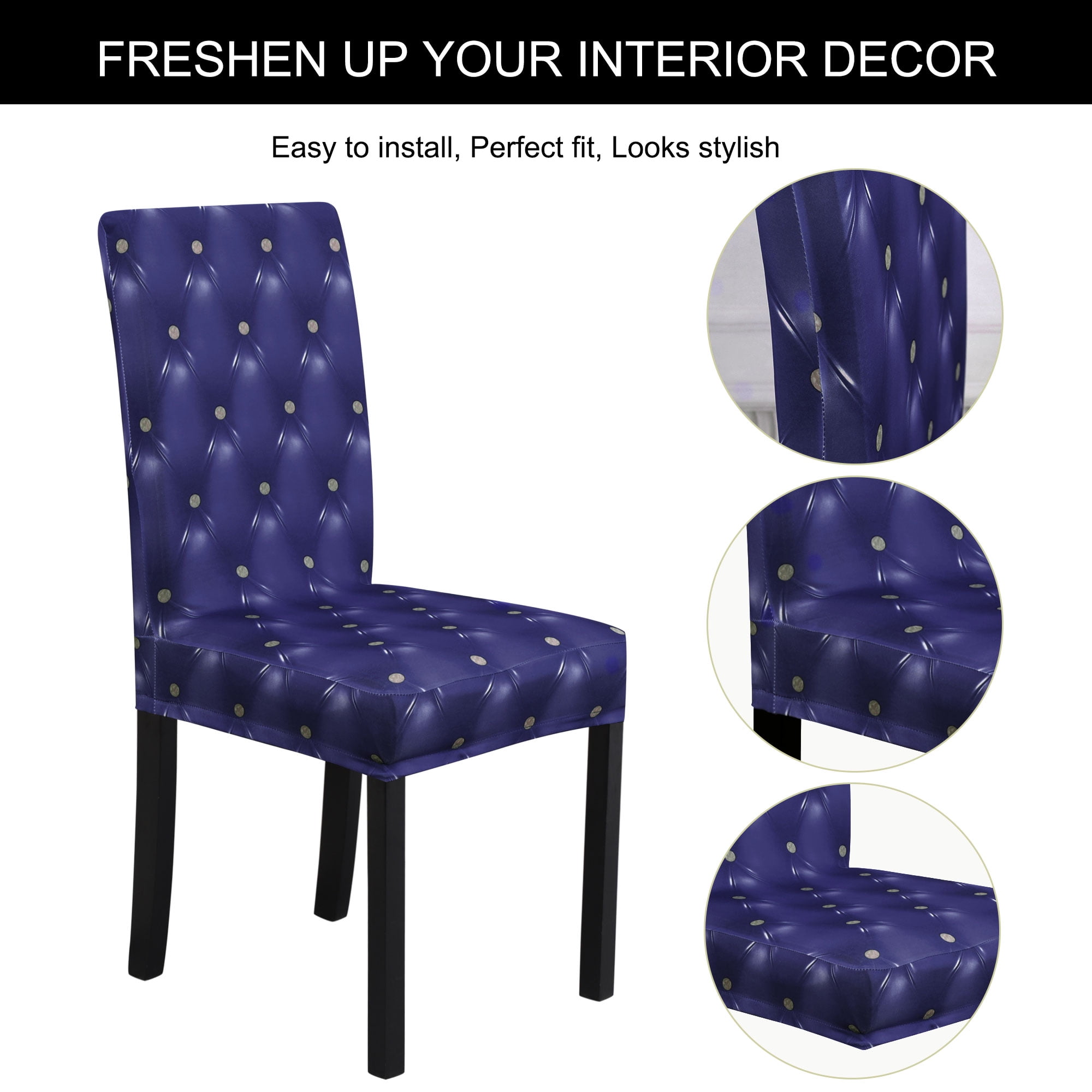 Unique Bargains Stretch Washable Chair Cover for Dining Room Slipcovers Blue