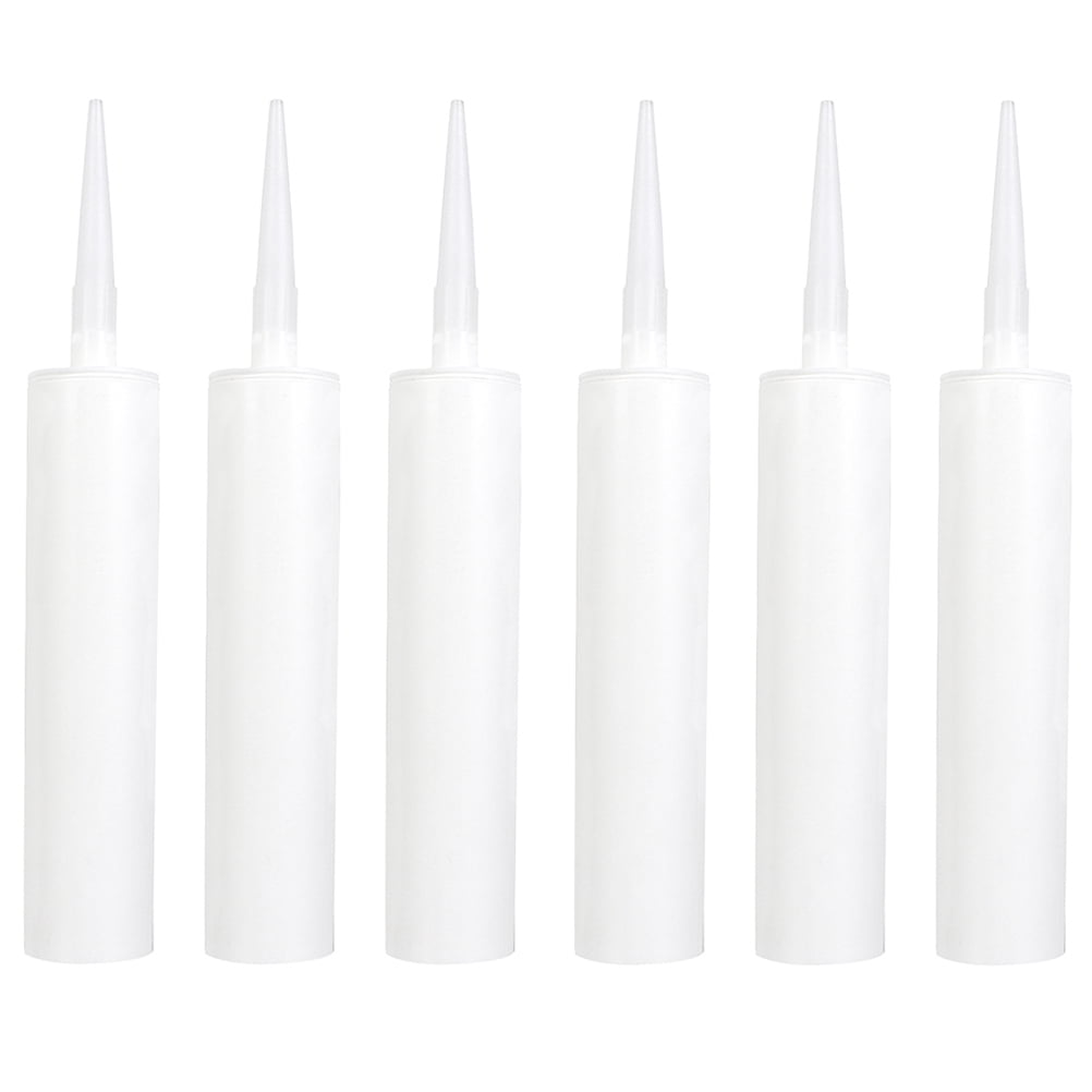 NUOLUX 6pcs Plastic Caulk Tubes Refillable Sealant Caulking Tube White