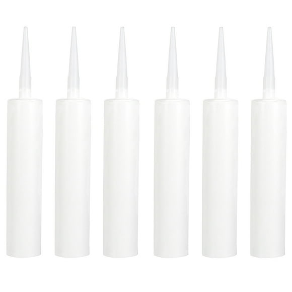 KAKOWELY 6pcs Plastic Caulk Tubes Refillable Sealant Caulking Tube White Caulking Tubes,12.99"X1.81"X1.81"