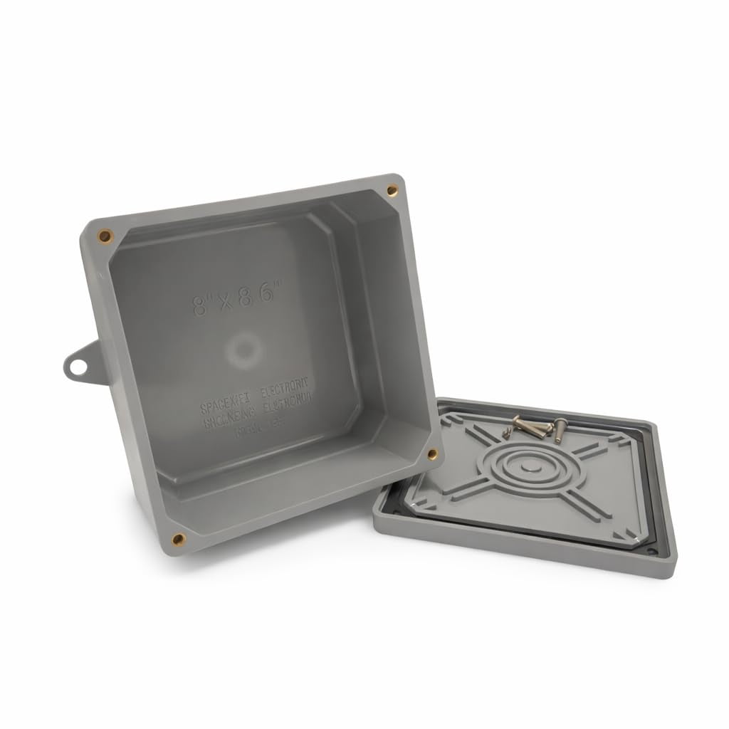 DJC Supply Non-Metallic Underground Terminal Junction Box – Gray, Watertight Seal – PJB Plastic/Fiberglass Blend 1 Pack, 8" x 8" x 6"