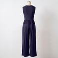 thumbnail image 3 of Jumpsuits for Women Dressy Casual Sleeveless Crewneck Wide Leg Rompers Jumpers Vacation Summer Dark Blue S, 3 of 3